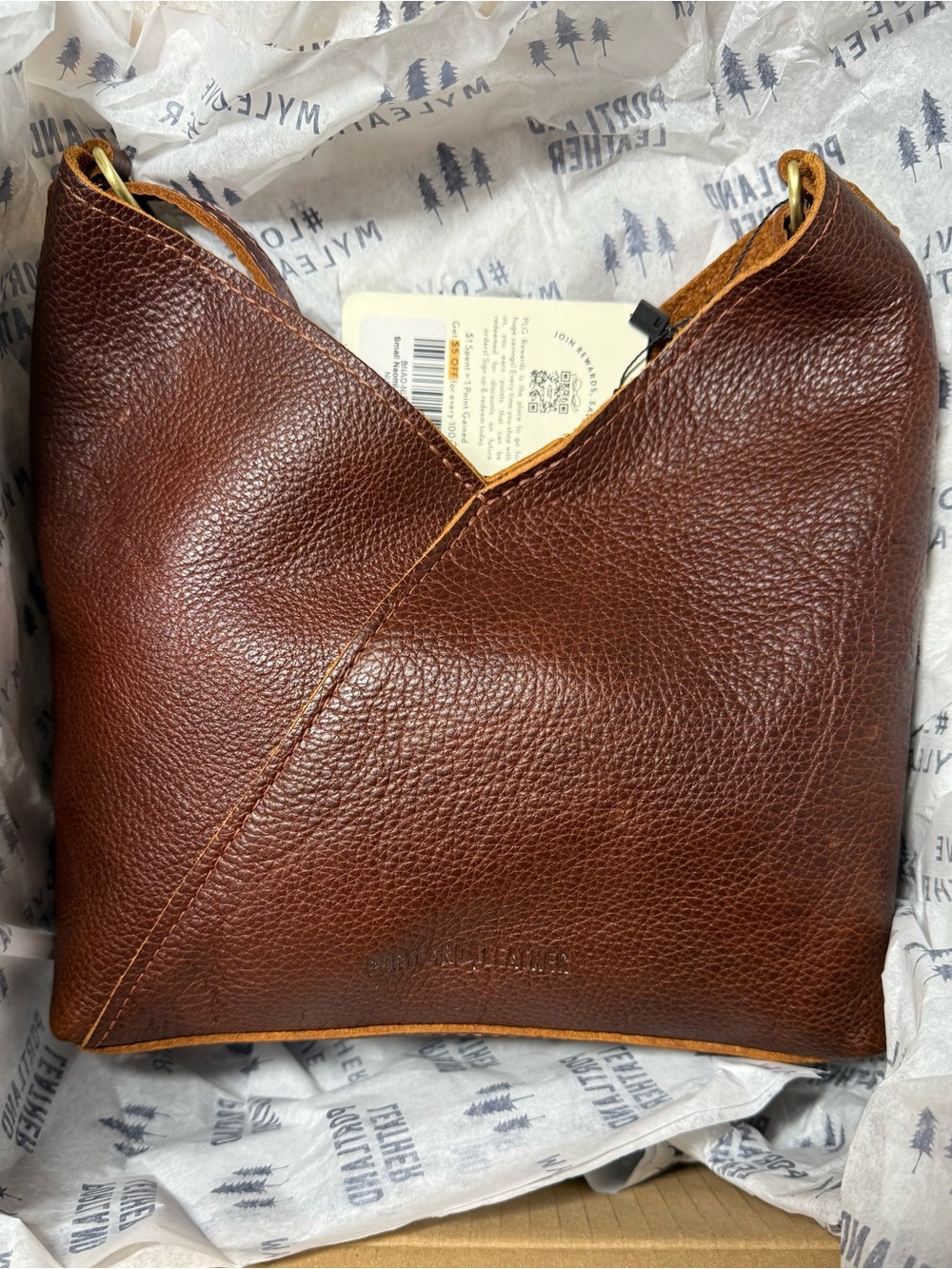 NWT Portland Leather Goods small Naomi Crossbody Bag in Nutmeg - Picture 2 of 4